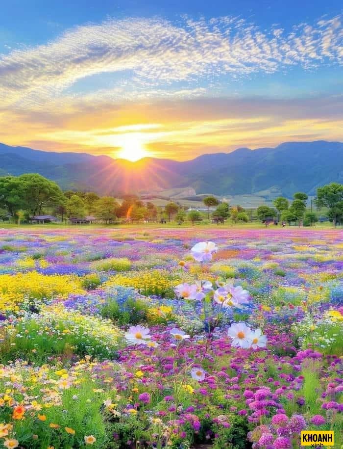 cánh đồng hoa sắc màu