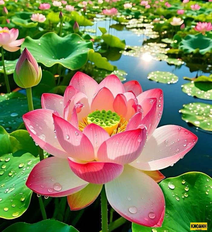 hoa sen hong lung linh