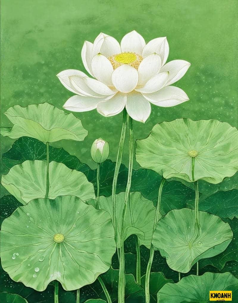 hoa sen trang dong suong