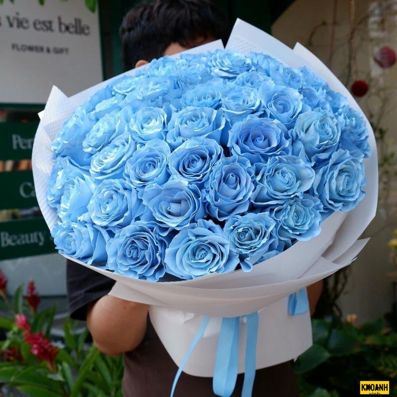 hoa sinh nhật tone xanh