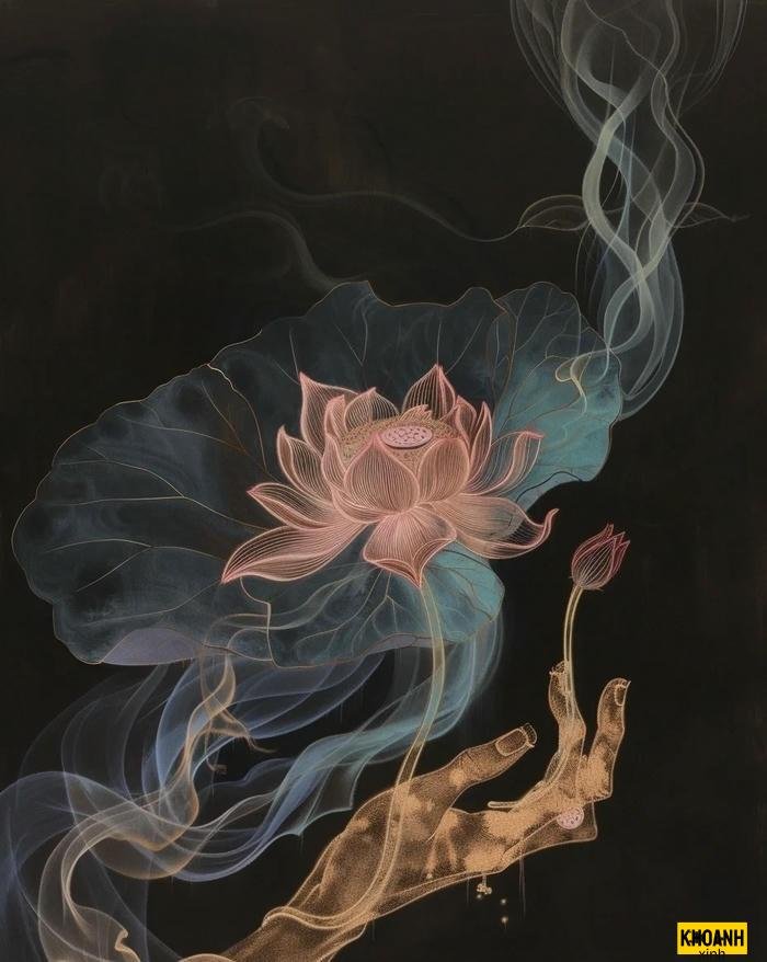 mẫu hoa sen bình an