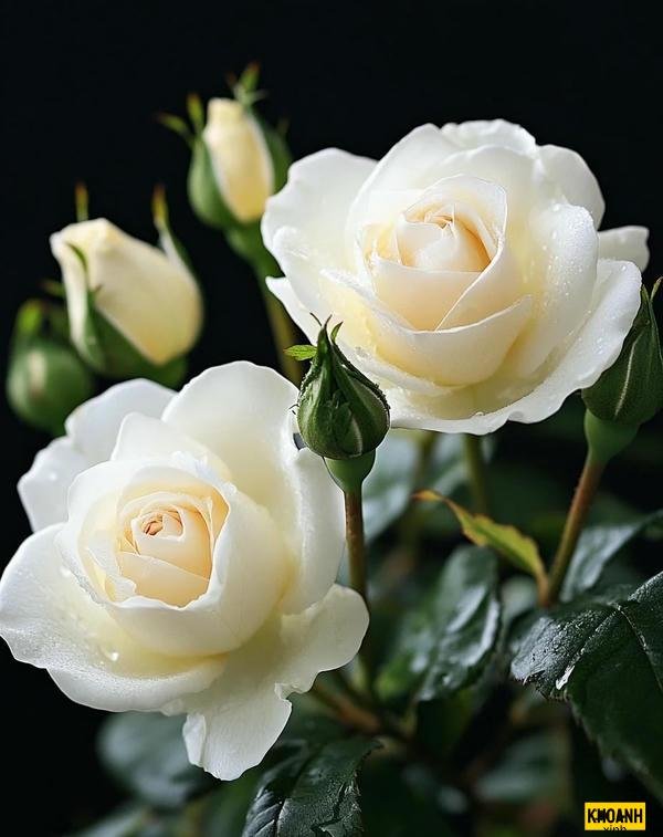 nhành hoa hồng trắng nét