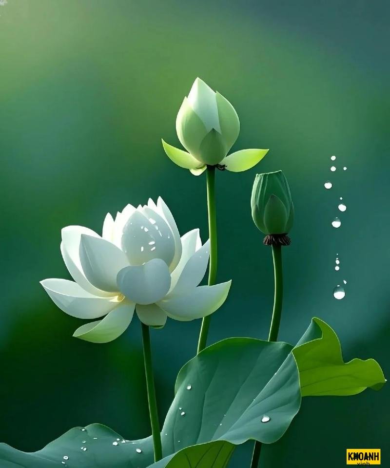 vườn hoa sen trắng nở